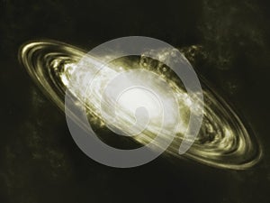 Bright spiral. Empty space sparking particle. Glint galaxy. Oval stage. Blurred
