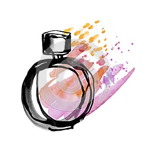 Bright splach perfume bottle sketch.
