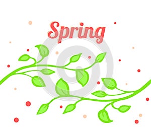 bright spring illustration with twigs and foliage