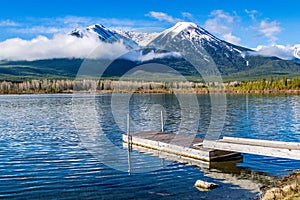 Bright spring morning ar Vermillion Lakes. Banff National Park Alberta Canada