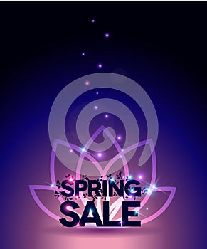 Bright Spring sale poster, beautiful colors with l