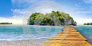 Bright spring scenery  of Krabi island pig Photomontage adds beauty to the beauty of natural conceptual backgrounds photo