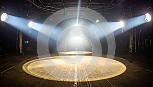 Bright Stage Lights on Empty Theater