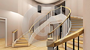 Bright staircase in the modern office 3d rendering