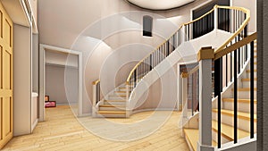 Bright staircase in the modern office 3d rendering