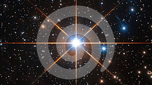 A bright star in a cross pattern symbolizes navigation and exploration in space