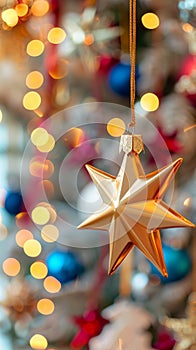 Bright star ornaments add festive flair to holiday decorations