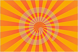 Bright star. Sun texture. Yellow orange red rays in vintage style on light background. Vector illustration