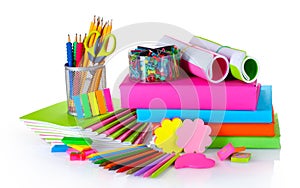 Bright stationery and books photo