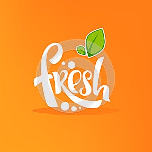 Bright Sticker, Emblem and Label for citrus fruit fresh juice