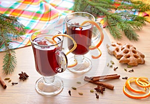 Bright still life with mulled wine