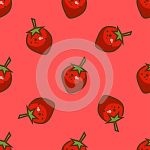 Bright strawberry seamless pattern illustration