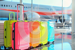 Bright suitcases at the airport