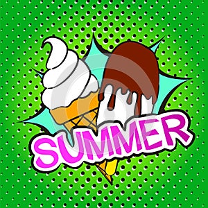 Bright summer illustration in popart style