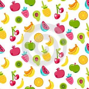 Bright Summer Juicy Fruit Painted Seamless Pattern