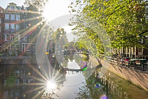 Bright Sun on the Amsterdam Canal