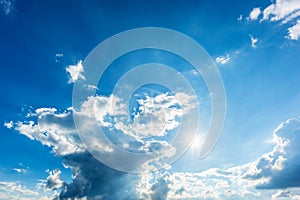 Bright sun on blue sky