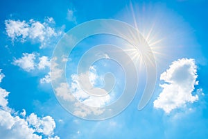 Bright sun on blue sky