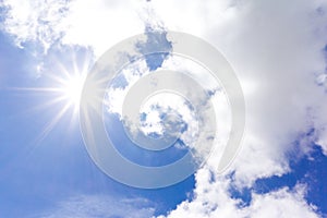 Bright sun and clouds