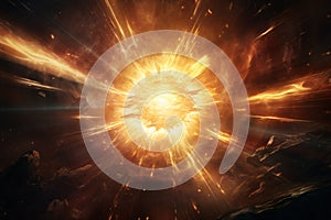 .Bright Sun Explosion in Space. Supernova Sci-Fi Concept