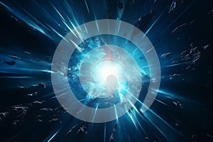 .Bright Sun Explosion in Space. Supernova Sci-Fi Concept