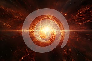 .Bright Sun Explosion in Space. Supernova Sci-Fi Concept