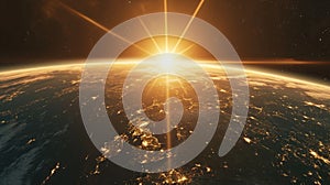 Bright sun is shining on surface of Earth