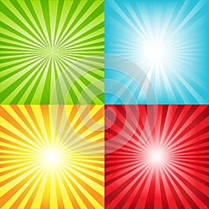 Bright Sunburst Background With Beams. Vector