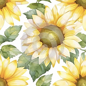 Bright Sunflower Pattern Background with Vibrant Yellow Petals