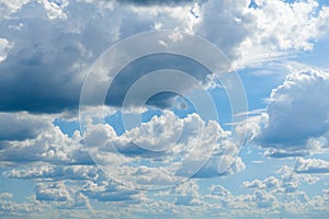 Bright sunny clouds, beautiful sky at day as background