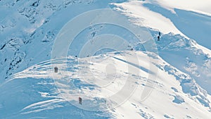 Bright Sunny Day In A Snowy Landscape - Barriers Covered With Snow. Snowy Mountains