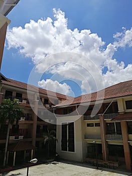 Bright sunny day view in Putrajaya. Clouds and blue skies for nature and environmental concepts