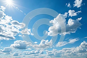 Bright sunny sky with white clouds