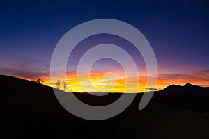 Bright sunrise over Big Bend wilderness