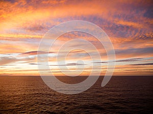 Bright sunset fom a cruise at Bahamas