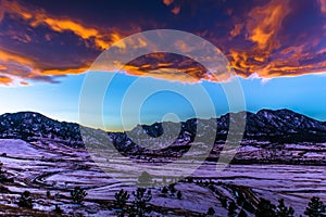 Bright Sunset at night in Boulder, Colorado