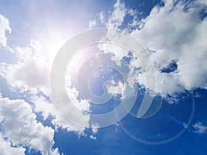 Bright sunt on blue sky