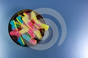 Bright sweet gummi worms