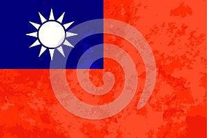 Bright Taiwan flag with grunge texture