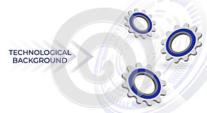 Bright technological background with gears and technological elements
