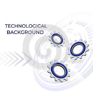Bright technological background with gears and technological elements