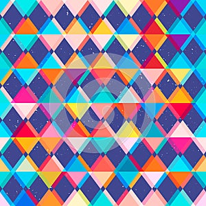 Bright triangle seamless pattern with grunge effect