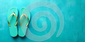 Bright Turquoise Background with a Flip Flop