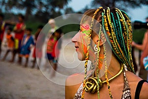 Bright unusual girl at the Goa carnival