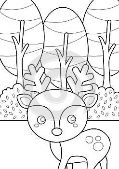 Cute Wild Deer Woodland Animals Coloring Pages A4 for Kids and Adult