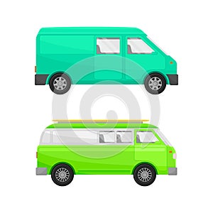 Bright Van as Road Vehicle and Transportation Vector Set