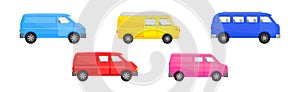 Bright Van as Road Vehicle and Transportation Vector Set