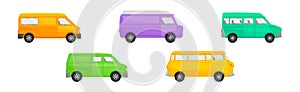 Bright Van as Road Vehicle and Transportation Vector Set