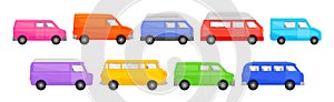 Bright Van as Road Vehicle and Transportation Vector Set