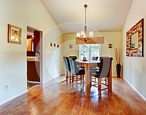 Bright vaulted ceiling dining room